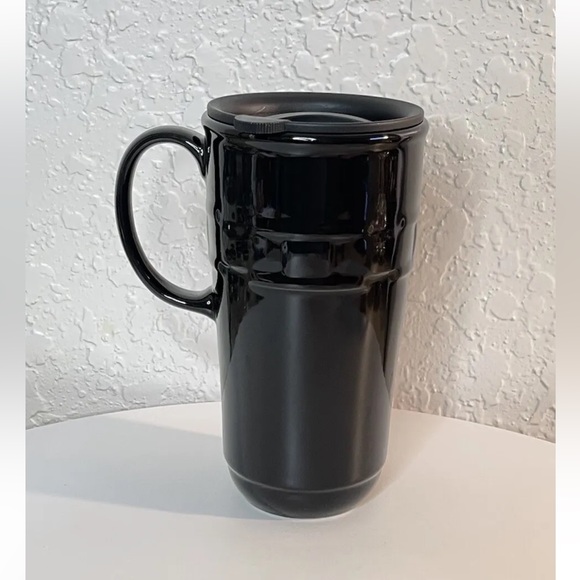 Longaberger Woven Traditions Travel Mug Vitrified Pottery with Lid. - Picture 2 of 7